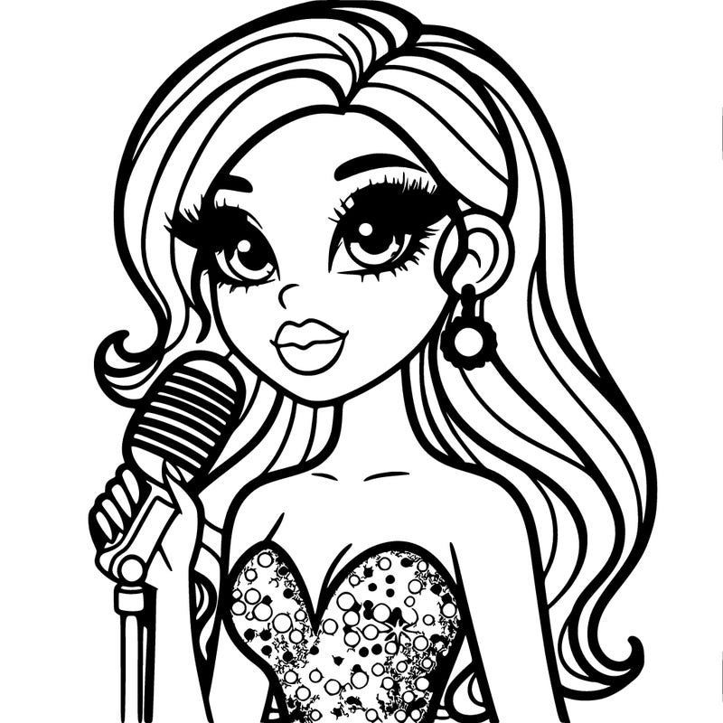 beautiful cartoon woman. makeup singer glitter