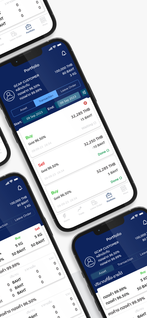 GOLD INVEST by GCAP GOLDアプリ。ポートフォリオ残高と金取引履歴を表示。