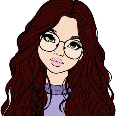 girl with long hair and freckles and glasses realistic