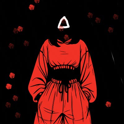 realistic girl faceless with baggy pants and a crop top