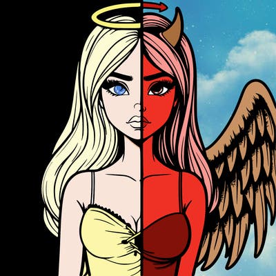 devil vs angel realistic girl