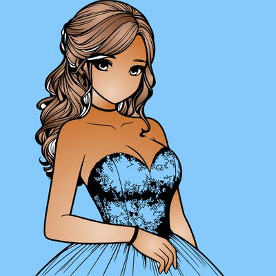realistic girl in prom dress