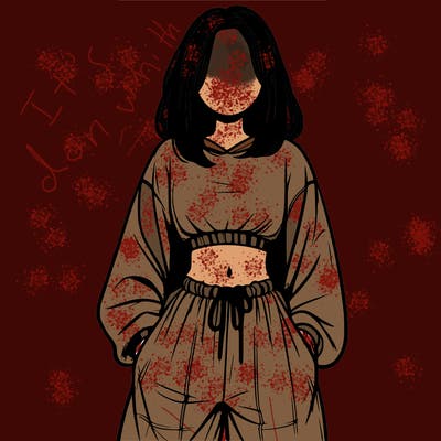 realistic girl faceless with baggy pants and a crop top