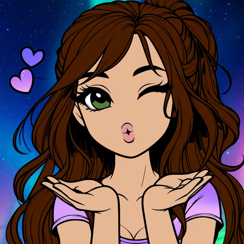 realistic girl winking and blowing a kiss while making heart hands