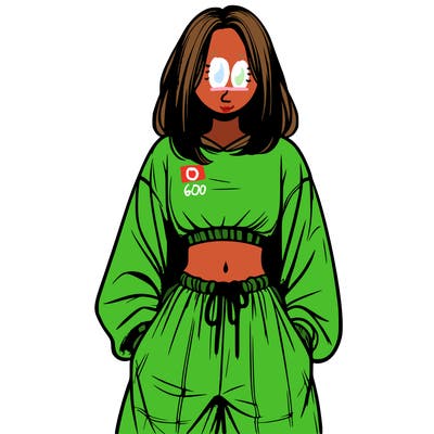 realistic girl faceless with baggy pants and a crop top