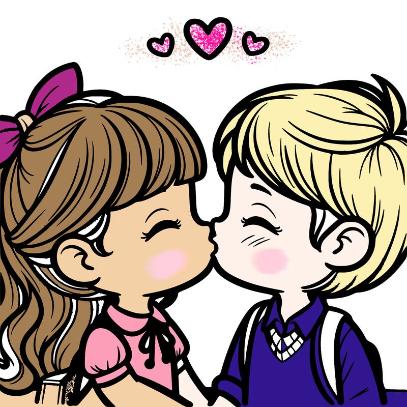 boy and girl kissing