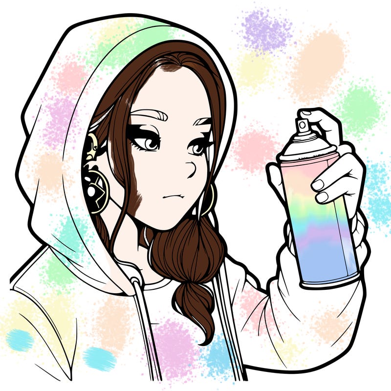a realistic girl, spray painting
