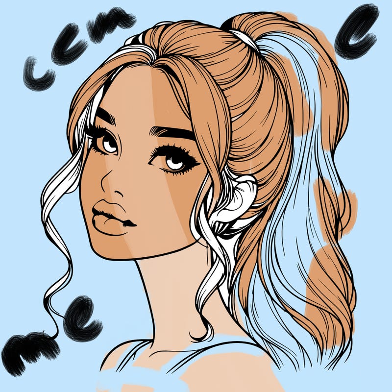 realistic girl with a ponytail on her hair and lips