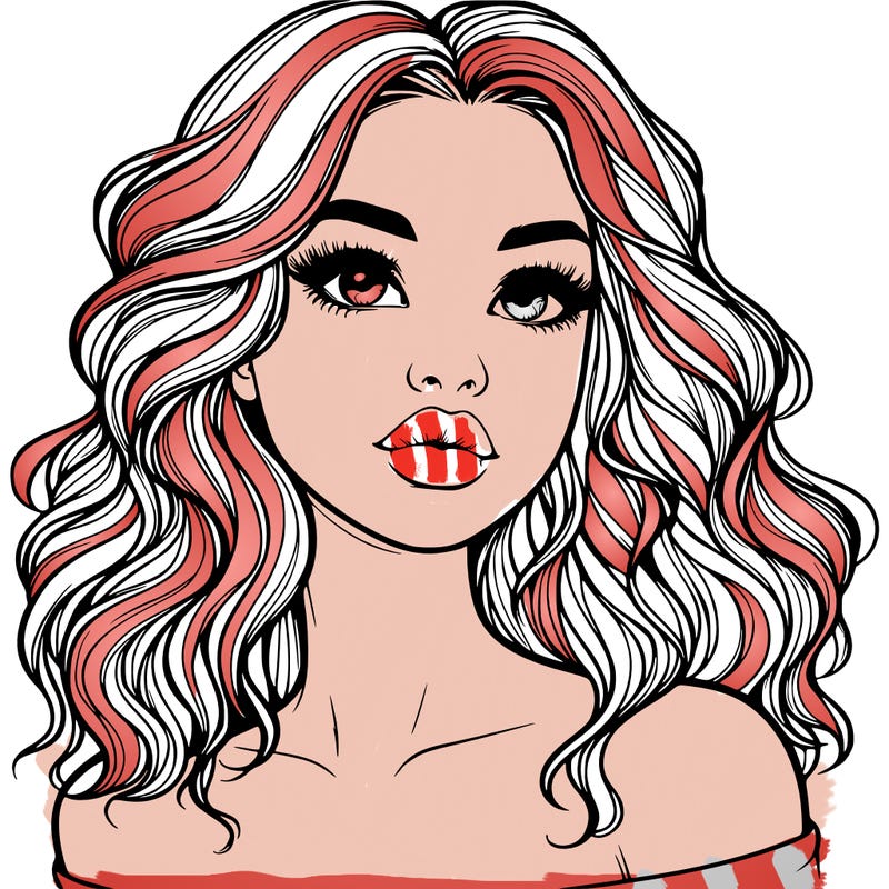 realistic girl with wavy hair and lips