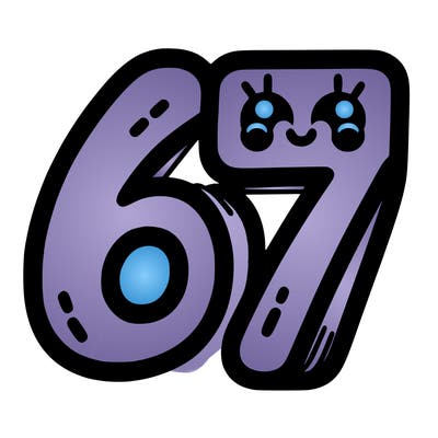the numbers 67