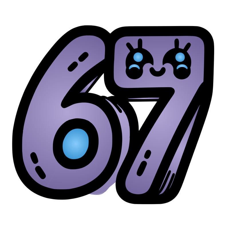 the numbers 67