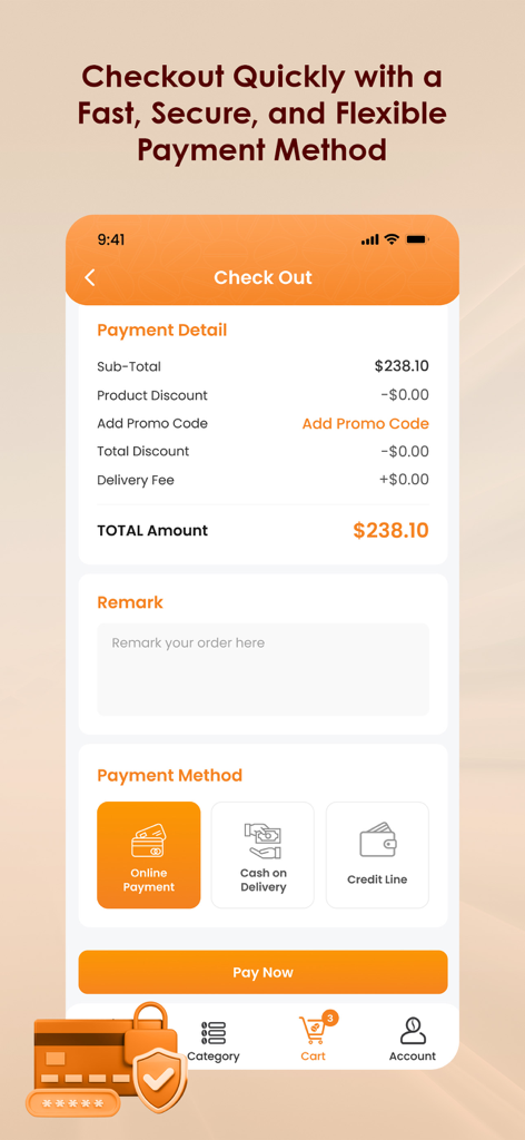 KOFI - Pantalla de pago de la aplicación móvil KOFI que muestra los detalles de pago y las opciones de pago seguras