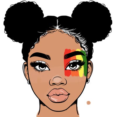 realistic black woman with two buns