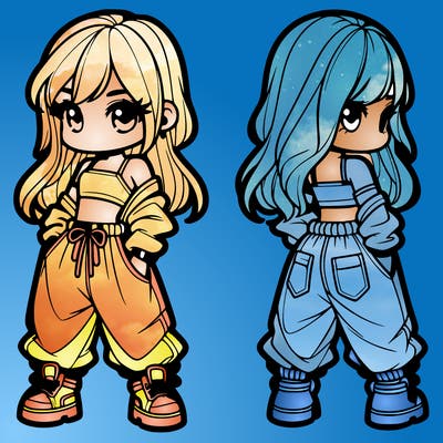 girl in crop top and baggy pants