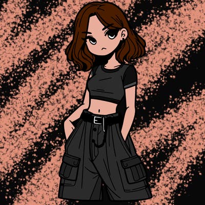 girl with crop top and baggy pants