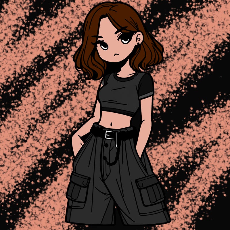 girl with crop top and baggy pants