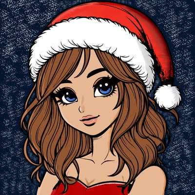 realistic girl in a santa hat