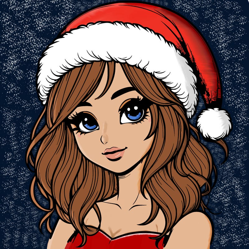 realistic girl in a santa hat