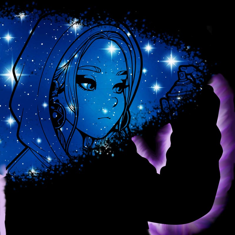 a realistic girl, spray painting