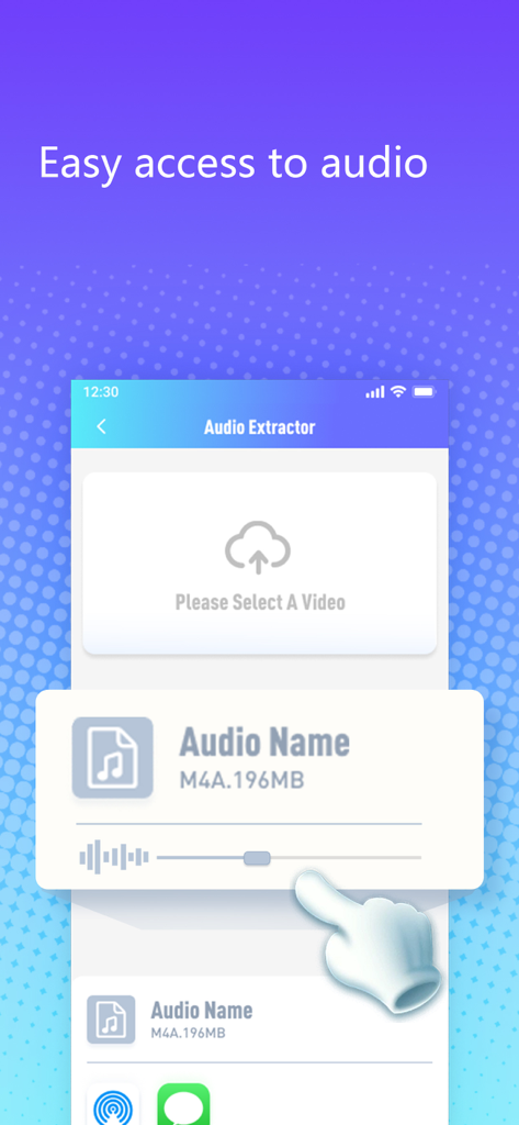 Castly plus app interface showing the audio extractor feature