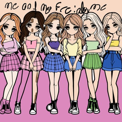 a group of girls realistic