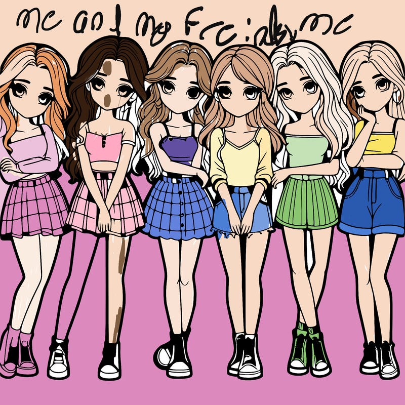 a group of girls realistic