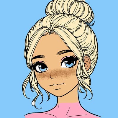 realistic pretty girl with hair in bun