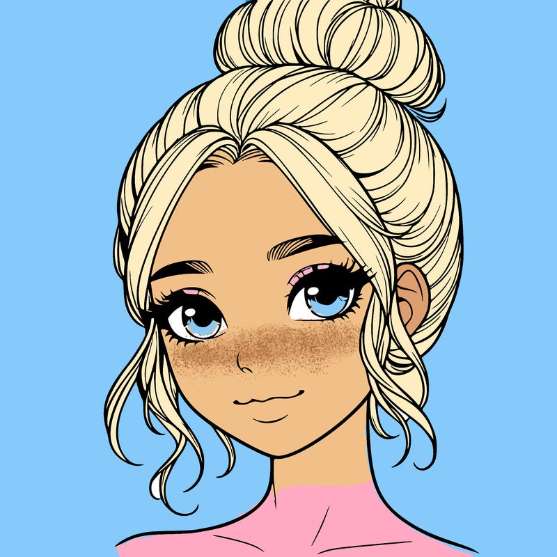 realistic pretty girl with hair in bun
