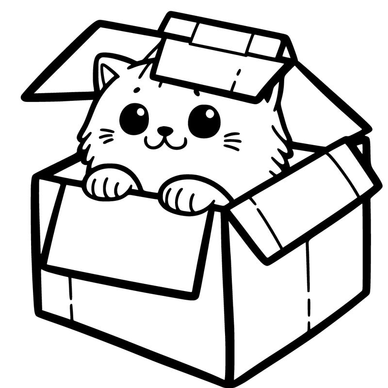 cat hiding in a box