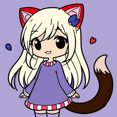 girl with cat ears and tail