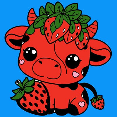 cute strawberry cow