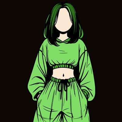 realistic girl faceless with baggy pants and a crop top