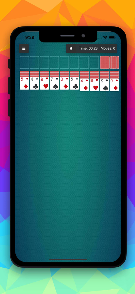A screenshot of Forty Thieves solitaire game on a mobile phone
