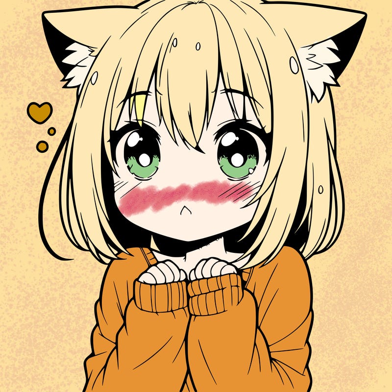 shy anime catgirl