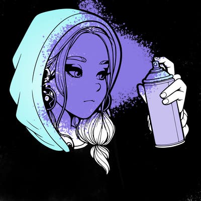 a realistic girl, spray painting