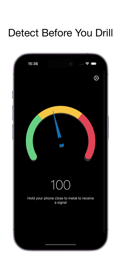 Stud Finder: Wall Detector - Smartphone-Bildschirm zeigt eine Ständerfinder-App mit einer Signalmessung und dem Text Detect Before You Drill.