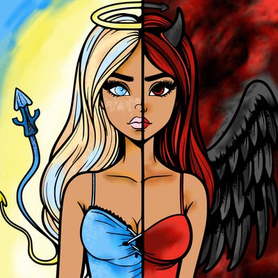 devil vs angel realistic girl