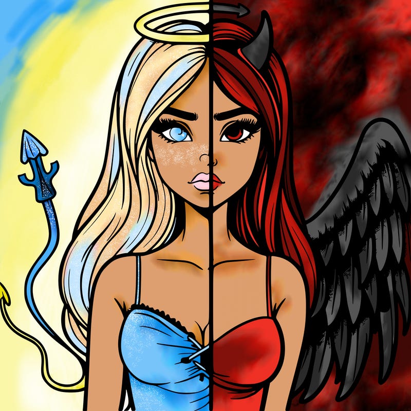 devil vs angel realistic girl