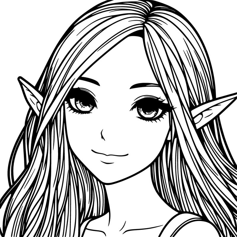 realistic girl with long hair and pointy ears
