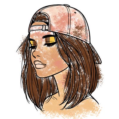 realistic  girl with a backwards hat