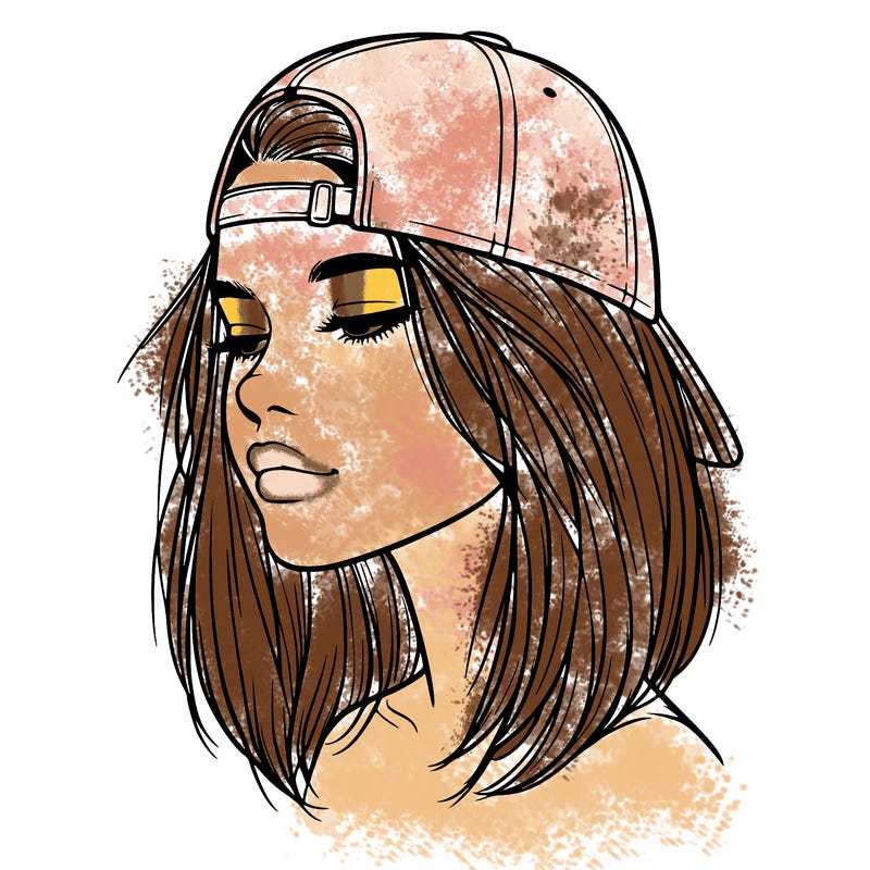 realistic  girl with a backwards hat