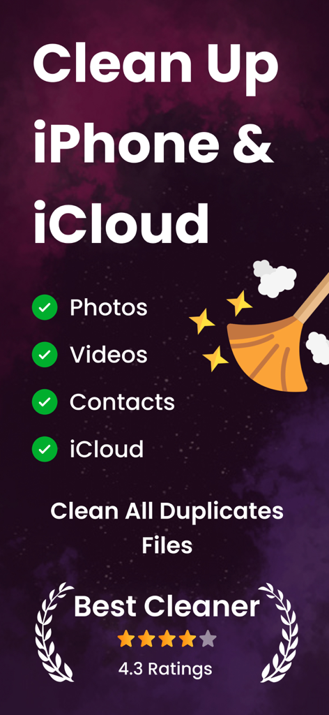 Phone Cleaner - Storage Clean - Interfaz de la aplicación Phone Cleaner para limpiar el almacenamiento del iPhone y iCloud