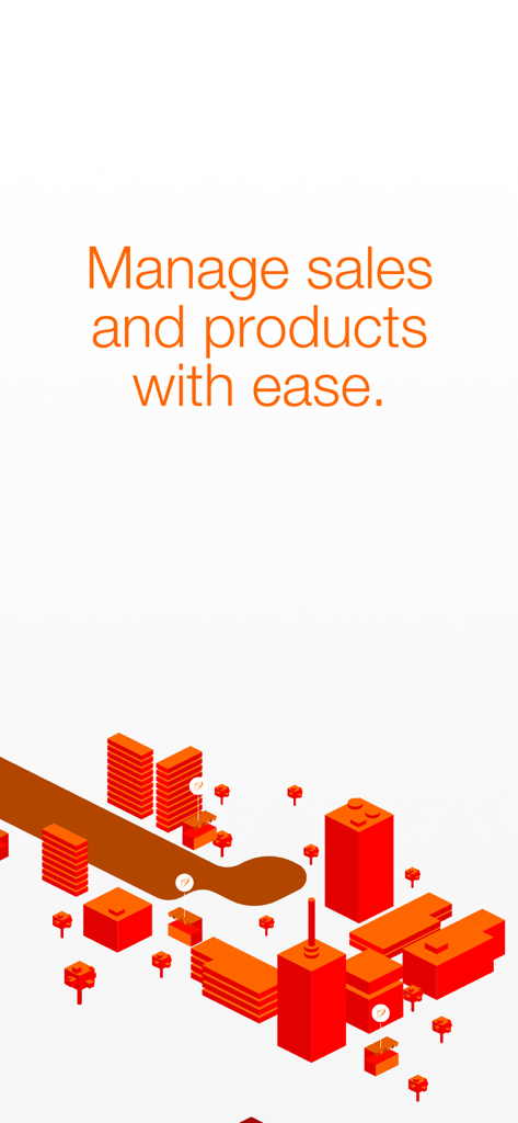 Introductory screen of Shopkite Merchant app with text Manage sales and products with ease