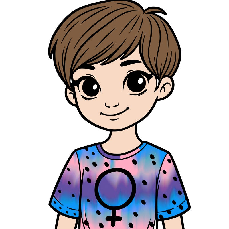 girl with pixie cut and feminist shirt