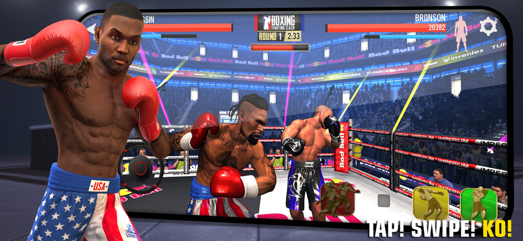 Boxing - Fighting Clash - Escena de juego de Boxing Fighting Clash con boxeadores en un ring de campeonato