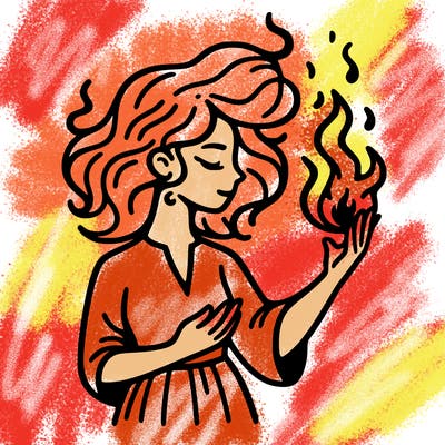 woman with fire