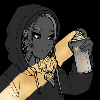 a realistic girl, spray painting