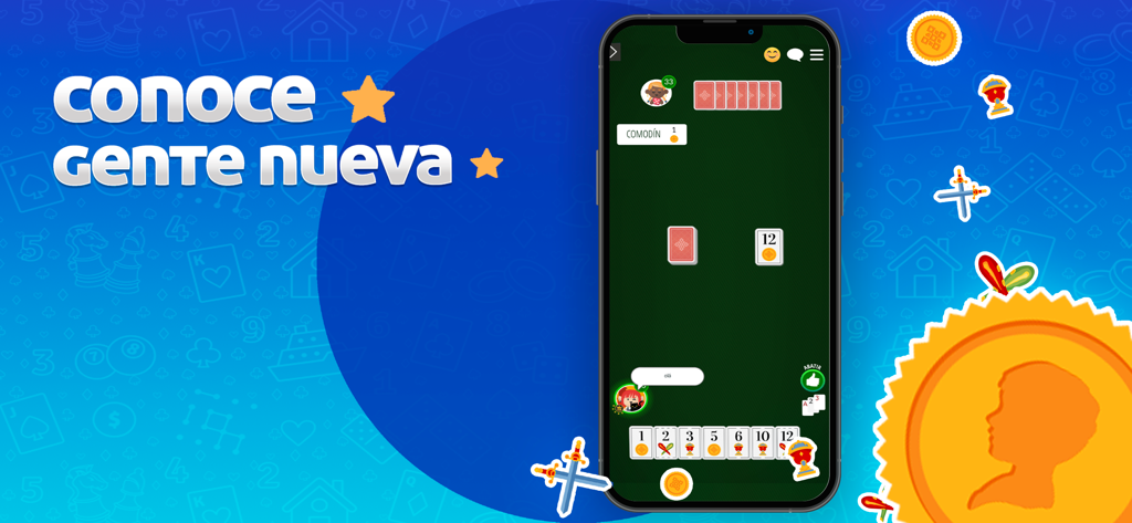 Chinchón  - Juego de Cartas - スペインのデッキとソーシャルチャットを備えたオンラインチンチョンカードゲームインターフェース。