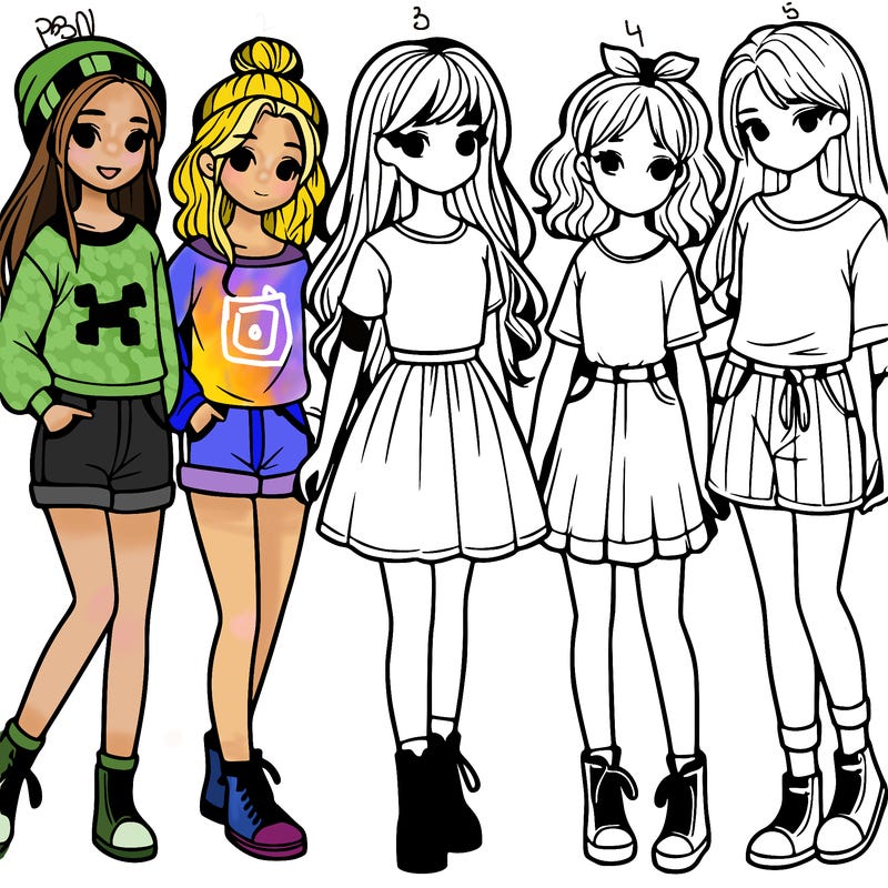 a group of five girls