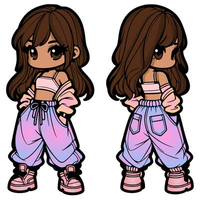 girl in crop top and baggy pants